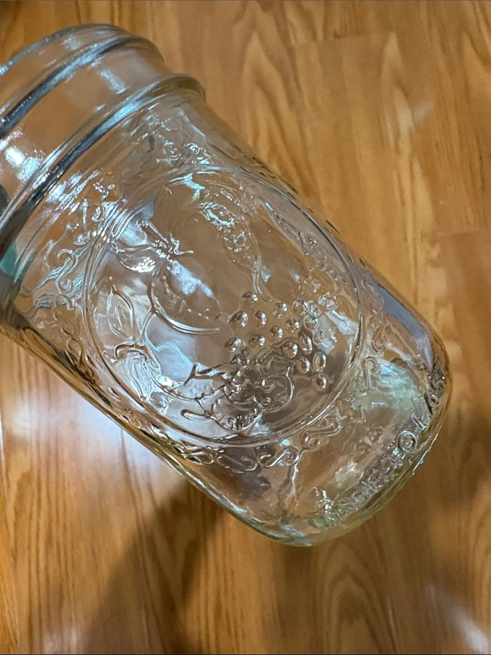 6 OZ Embossed Glass Ball Jars with Silver Lids - Set of 2